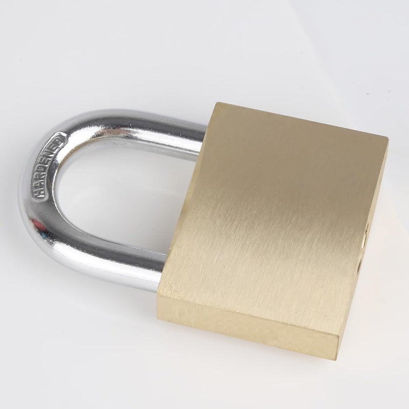 Fuaxat Solid Brass Padlock with 3 Keys, 50mm Wide Lock Body High-Security Lock, Weatherproof Heavy Duty Padlock for Sheds, Storage Unit, Outdoor Fence, Gate - Image 2